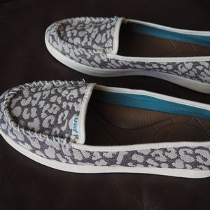 Reef slip on leopard shoes
